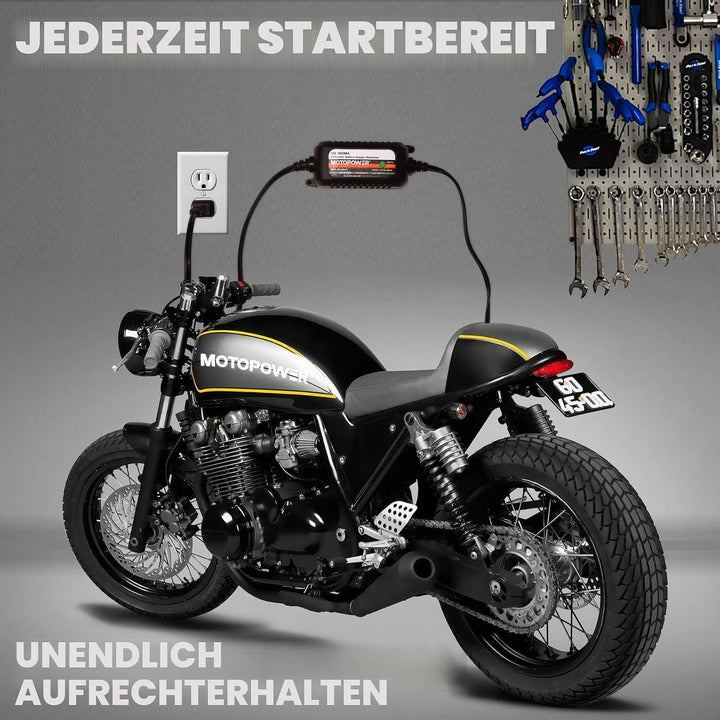 MOTOPOWER MP00205C 12V 800mA Automatisches Ladegerät/Maintainer für Autos, Motorräder, ATVs, Wohnmob