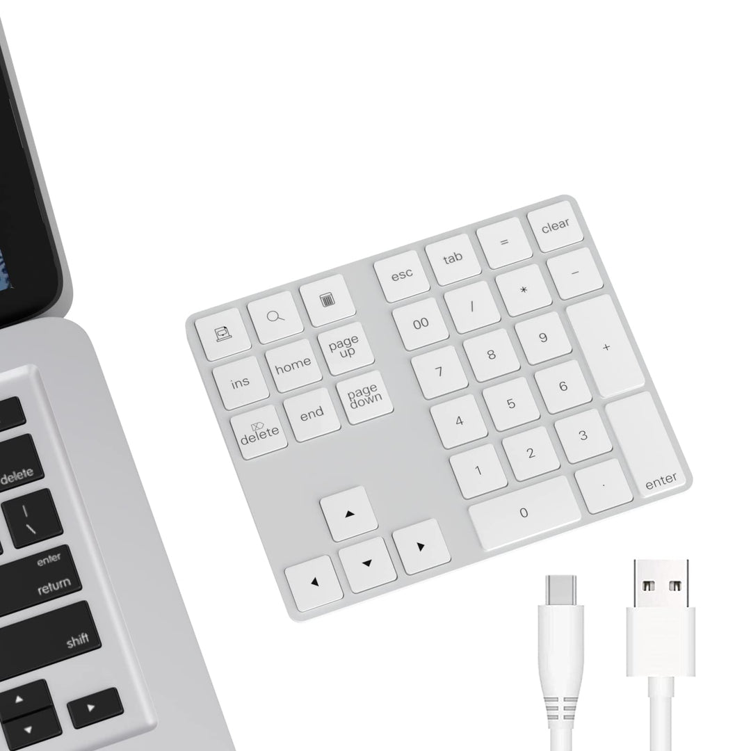 Cateck Bluetooth Ziffernblock 34 Tasten Nummernblock NumPad kabellose Nummer Tastatur wiederaufladba
