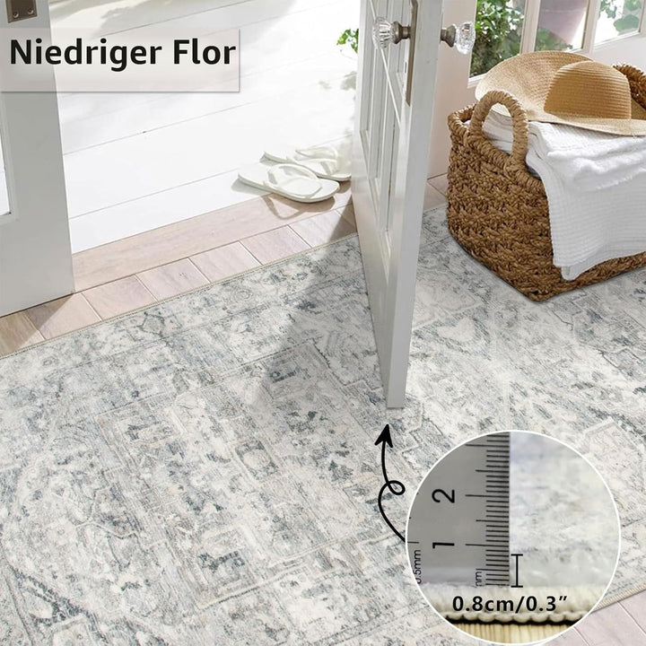 Homcomodar Vintage Flur Runner Teppiche 60x150cm Waschbare Distressed Kitchen Runner Teppiche mit Gu