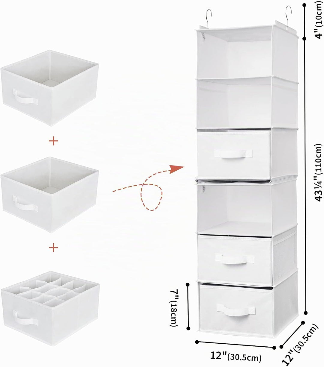 GRANNY SAYS Hängeorganizer Schrank, 1 Stück Hängeregal Stoff mit Schubladen, Weiss Hängeaufbewahrung
