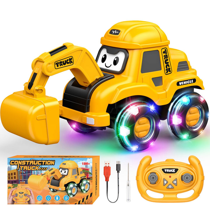 HappyGoLucky Ferngesteuertes Auto Bagger Spielzeug ab 2-8 Jahre, 2.4Ghz RC Bagger Kinder Sandspielze