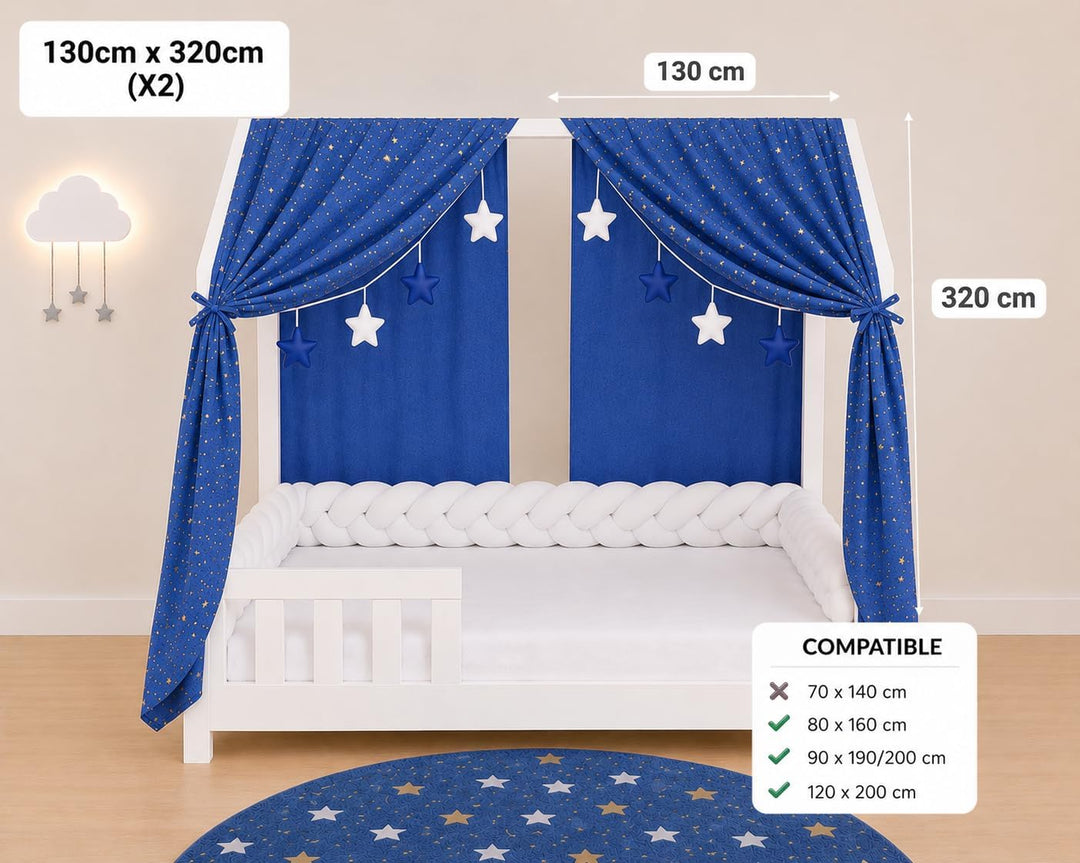 YellowNest Hausbett Himmel (2er Pack) - 100% Baumwolle - Betthimmel Hausbett aus Musselin (2er Pack)
