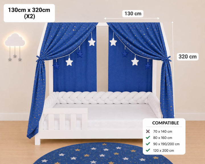 YellowNest Hausbett Himmel (2er Pack) - 100% Baumwolle - Betthimmel Hausbett aus Musselin (2er Pack)