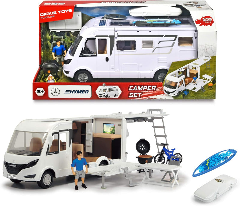 Dickie Toys Playlife-Camper Set, Hymer Camping Van B-Klasse, Wohnmobil, Dach, Seitenpanel, Dachfenst