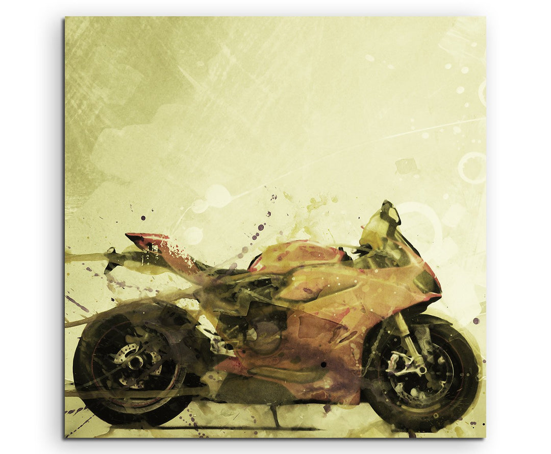 Motorrad 60x60cm Splash Art Paul Sinus Aquarell, Gemälde, Kunstbild auf Leinwand