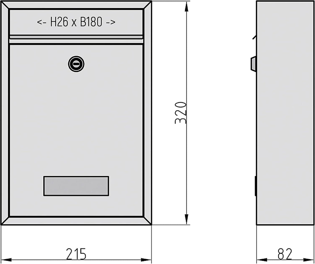 BASI | 4er Set Briefkasten | Wandbriefkasten Kompaktbriefkasten | DIN B5 | Namensschild jeweils 2 Sc