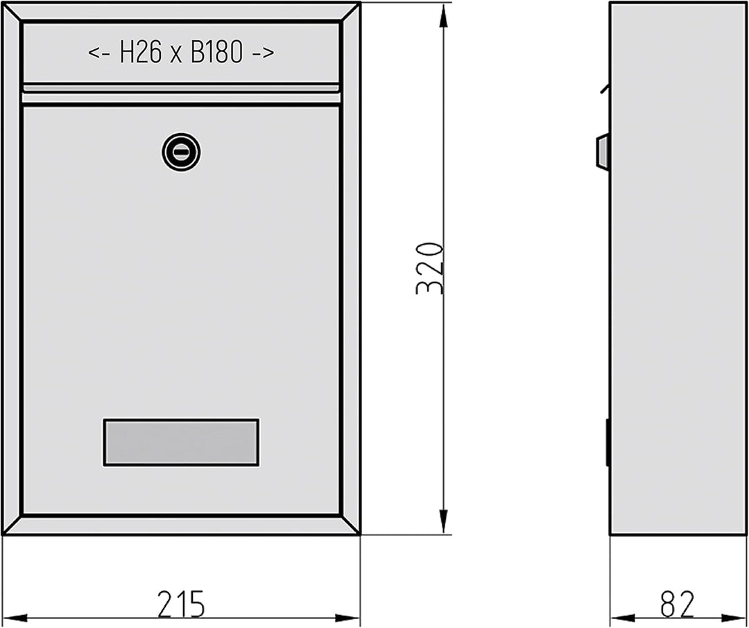 BASI | 4er Set Briefkasten | Wandbriefkasten Kompaktbriefkasten | DIN B5 | Namensschild jeweils 2 Sc