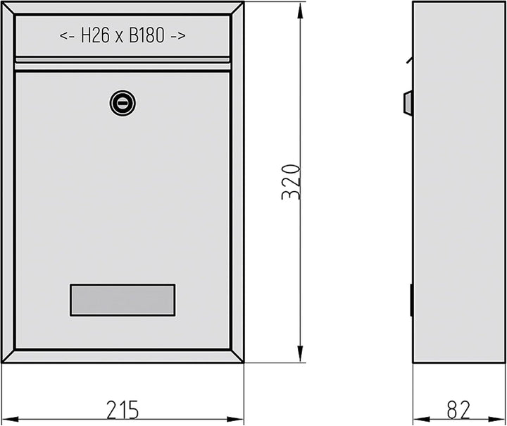 BASI | 4er Set Briefkasten | Wandbriefkasten Kompaktbriefkasten | DIN B5 | Namensschild jeweils 2 Sc