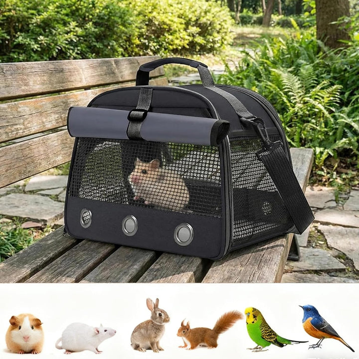 Transportbox Kleintiere, 35×23×25cm Faltbare Atmungsaktiv Transporttasche, Haustier-Tragetasche mit