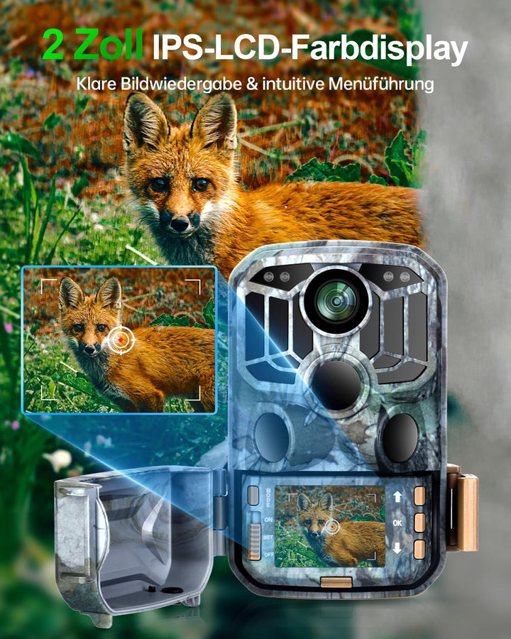 Rollei Wildkamera 4K WiFi - 48 MP Fotos & 4K Video, Nachtsicht, Bewegungserkennung, 2" TFT-LCD Displ