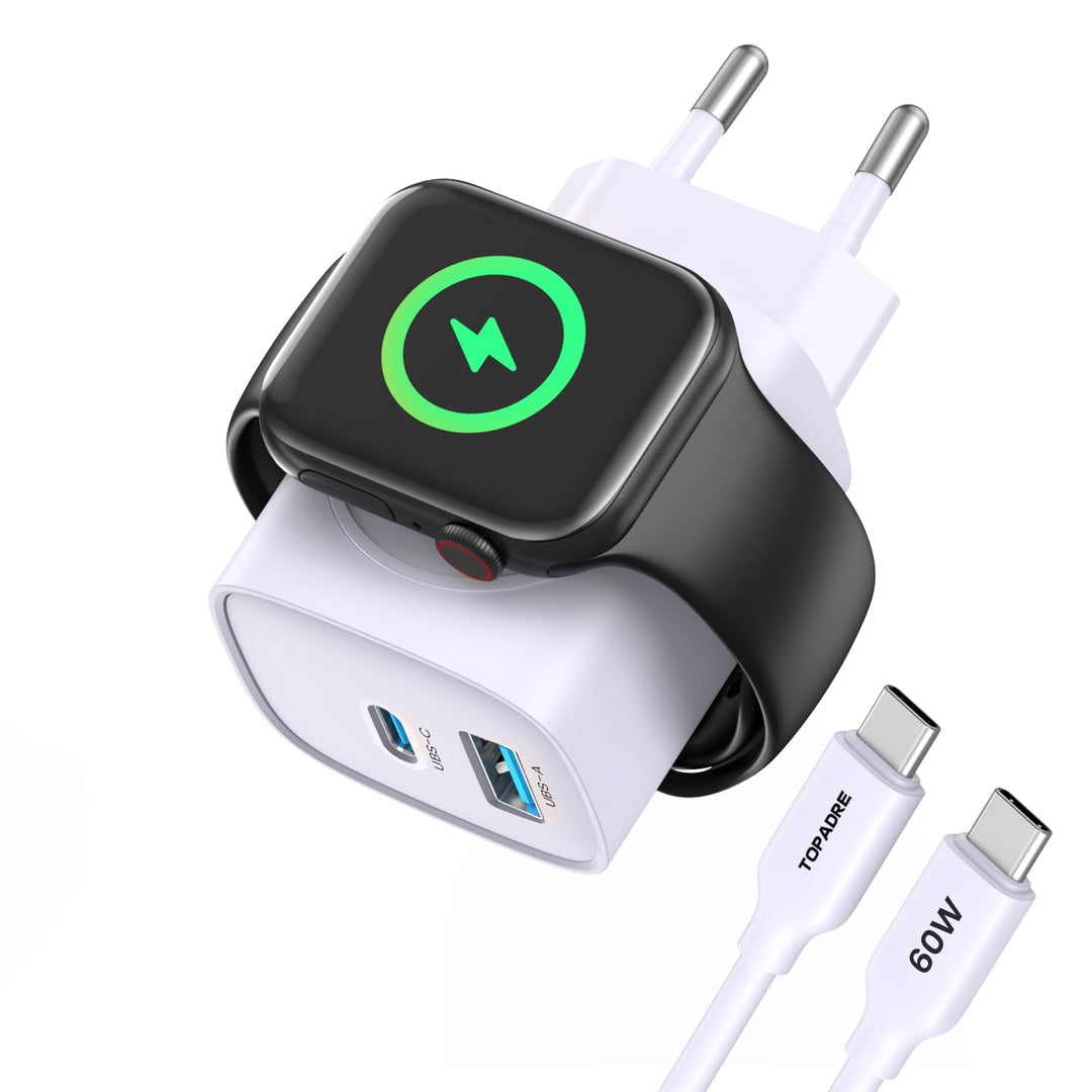 Apple Watch Ladegerät, 3-in-1 20W USB C Ladegerät mit Kabel 1M, PD 3.0 Schnellladegerät für Apple Wa