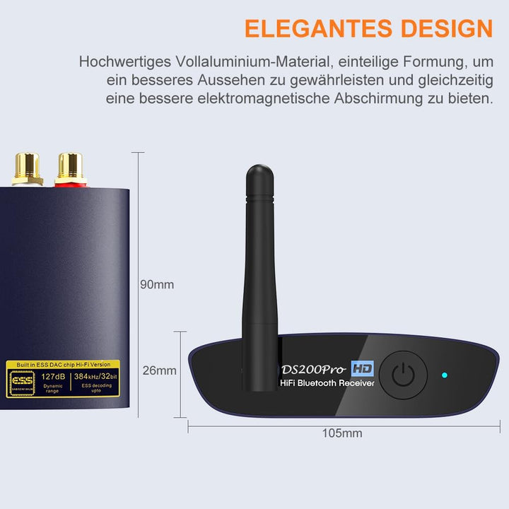 1Mii HiFi Bluetooth 5.3 Musikempfänger für Heimstereoanlage mit LDAC, Bluetooth Audio Adapter mit Au