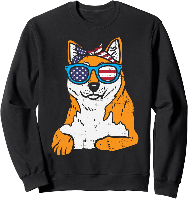 Bandana Shiba Inu Doge American USA 4th Of July Fourth Dog Sweatshirt