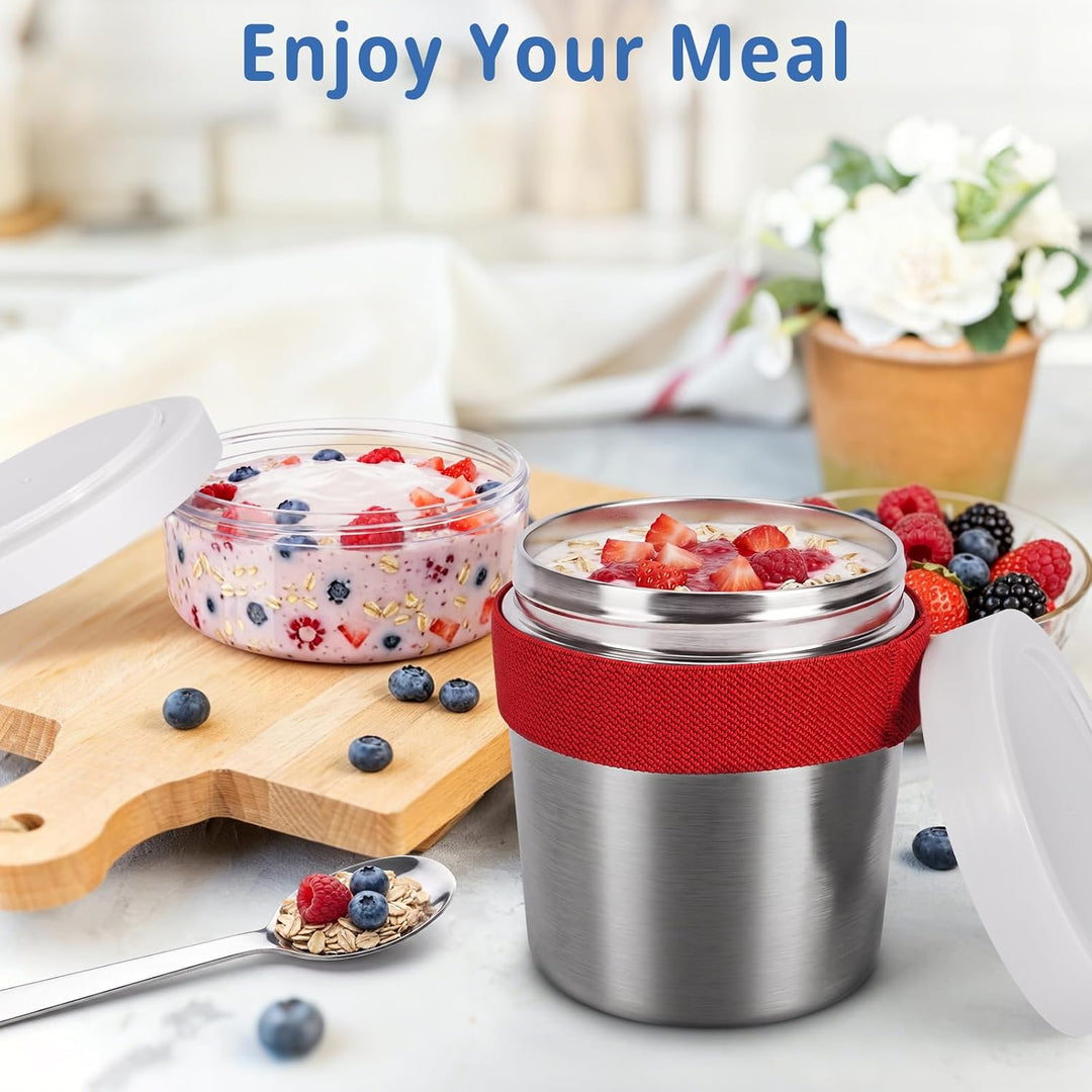 Cereal Cup to Go Stainless Steel, Cereal Cup to Go Rot, Rot