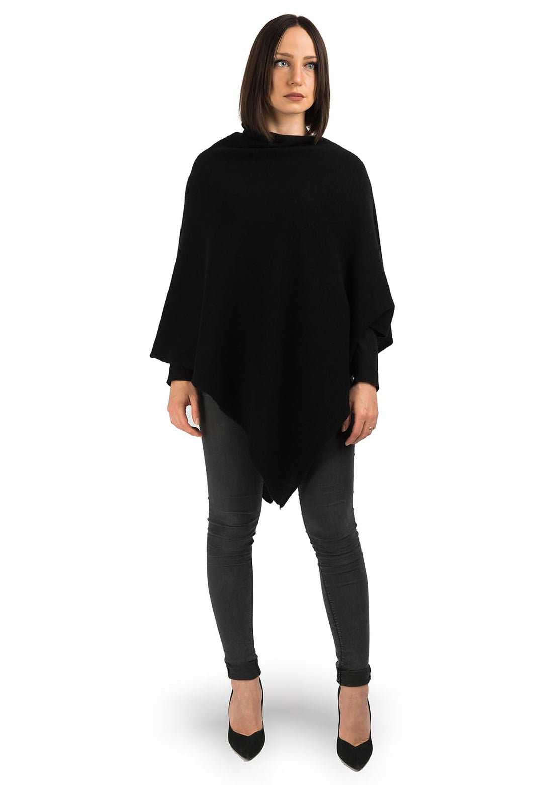 Dalle Piane Cashmere - Poncho aus 100% Kaschmir - Made in Italy - für Frau Einheitsgrösse Schwarz, E