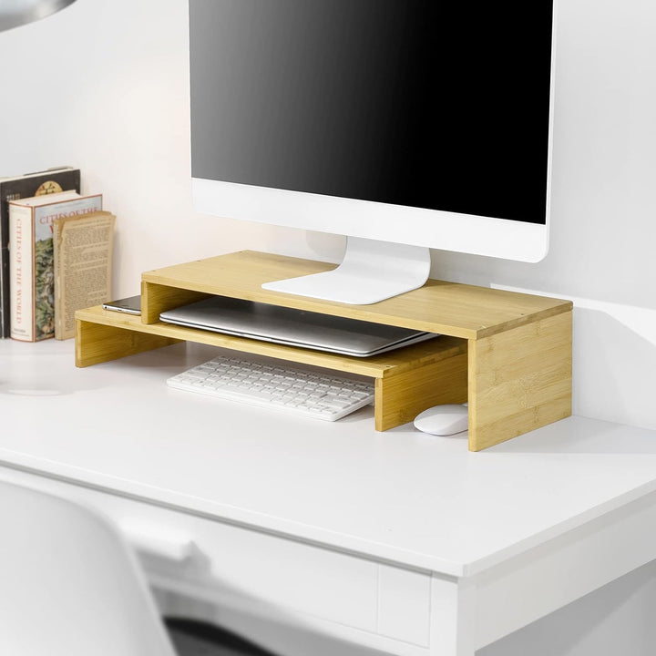 SoBuy BBF07-N Design Monitorerhöhung für 2 Monitore Monitorständer Bildschirmständer Notebookständer