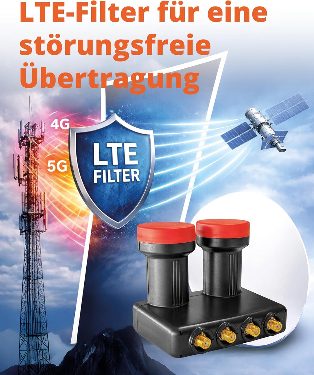 Megasat Diavolo Monoblock Quad LNB 0.1 dB, 40 mm