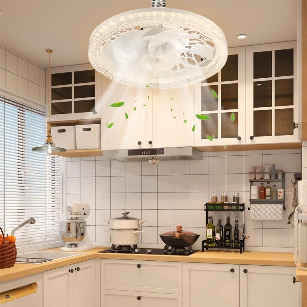 Anyingkai Ventilator lampe E27,Deckenventilator Mit Beleuchtung 30W,Deckenventilator Mit Licht,Lampe