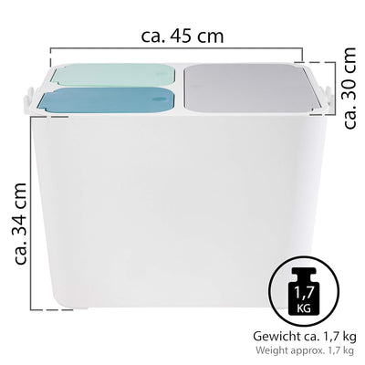 ONVAYA® Mülltrennsystem Tom | Mülltrennung mit mehreren Fächern | Mülleimer in creme-weiss | Abfalle