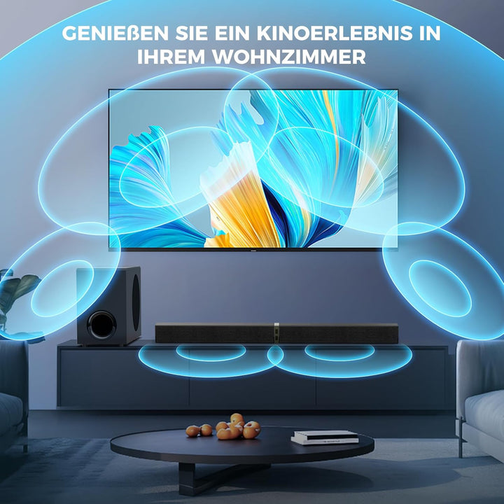 GarageRock Soundbar mit Subwoofer für TV Geräte, 120W 2-in-1 Soundbar TV Heimkino Soundsystem, 1 Set