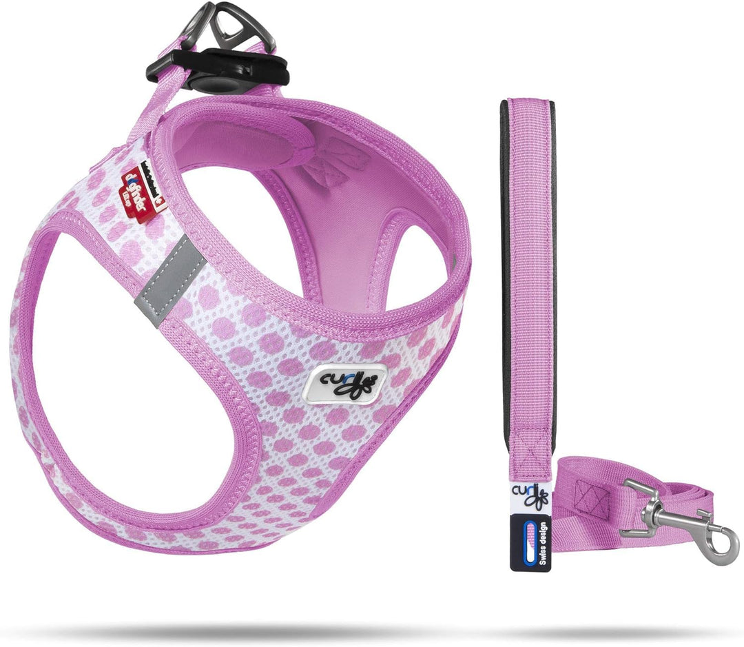 Vest Harness Air-Mesh Pink-Circles 3XS & Leash M 3XS Pink-Circles, 3XS Pink-Circles