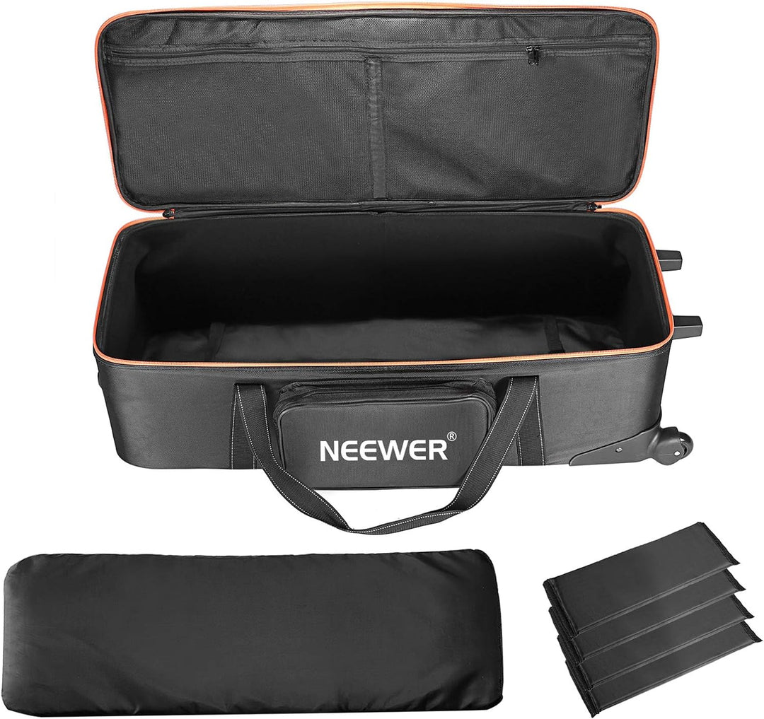 Neewer Trolley für Fotoausrüstung 96x39x29cm mit Riemen gepolstertem Fach Rollen und Tragegriff für