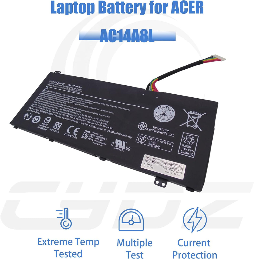 CYDZ® 11.4V 4605mAh Laptop Akku AC14A8L 3ICP7/61/80 934T2119H für Acer Aspire V15 Nitro VN7 VN7-571