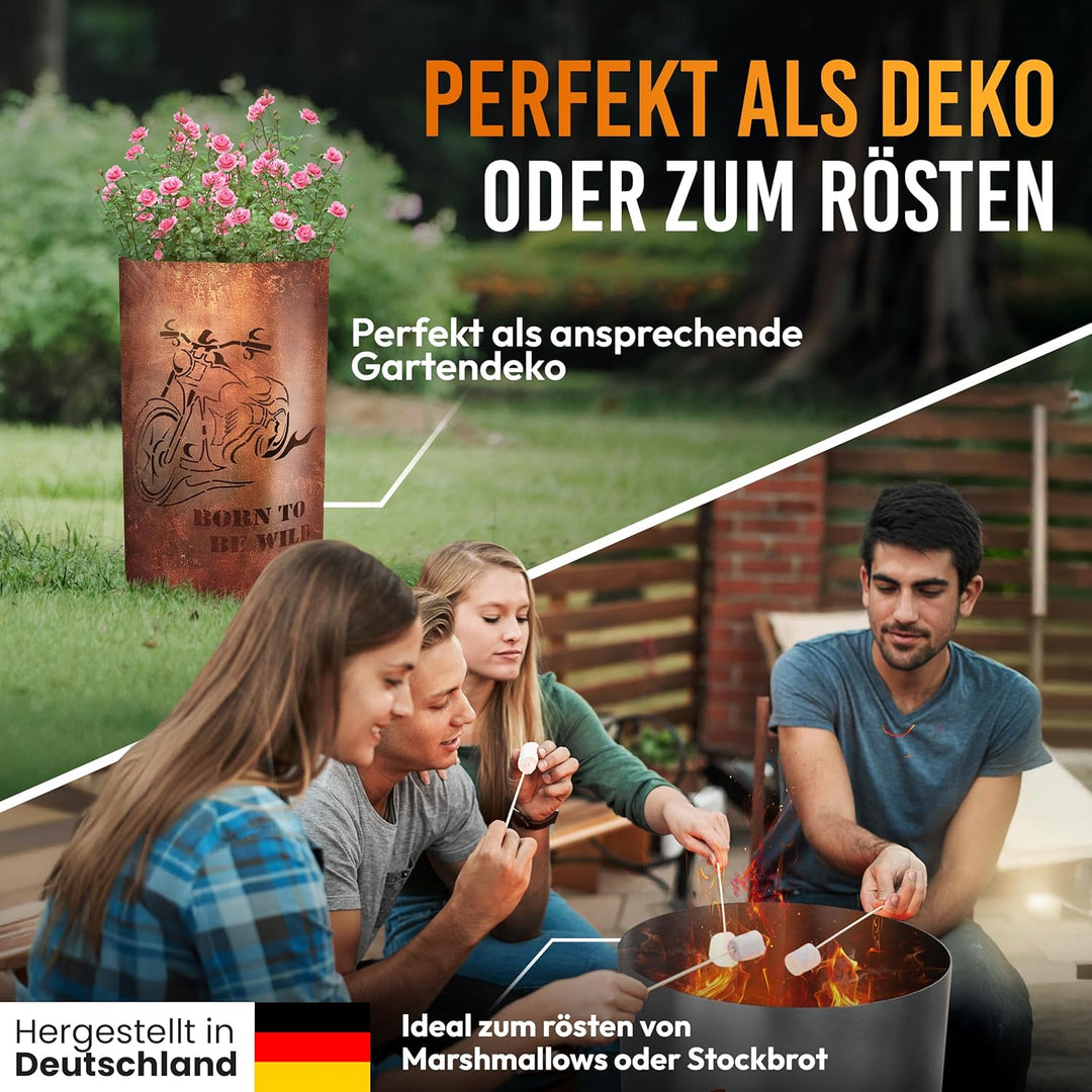 Feuertonne/Feuerkorb mit Motiv Born to be wild