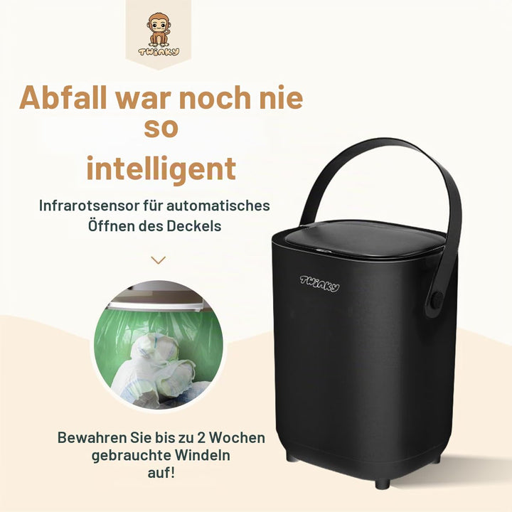 Twinky Windeleimer für Babys – Windeleimer ohne Kassette – Platzsparender Windelbehälter mit Deckel