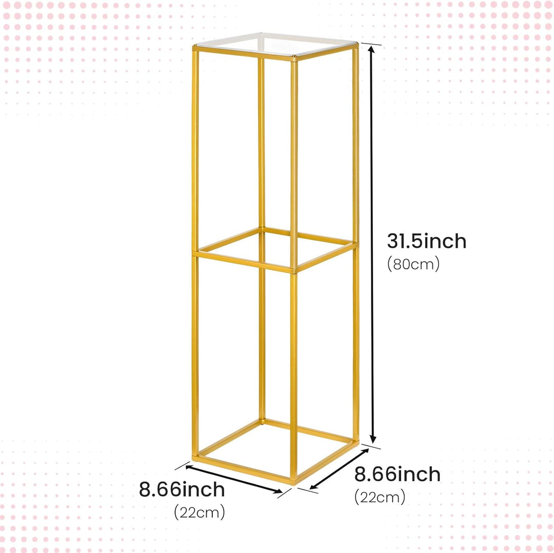 YALLOVE 2 Stück 80cm Metall Blumenständer Gold Mittelstücke Vasen Stand mit Klaren Acrylplatten, Geo