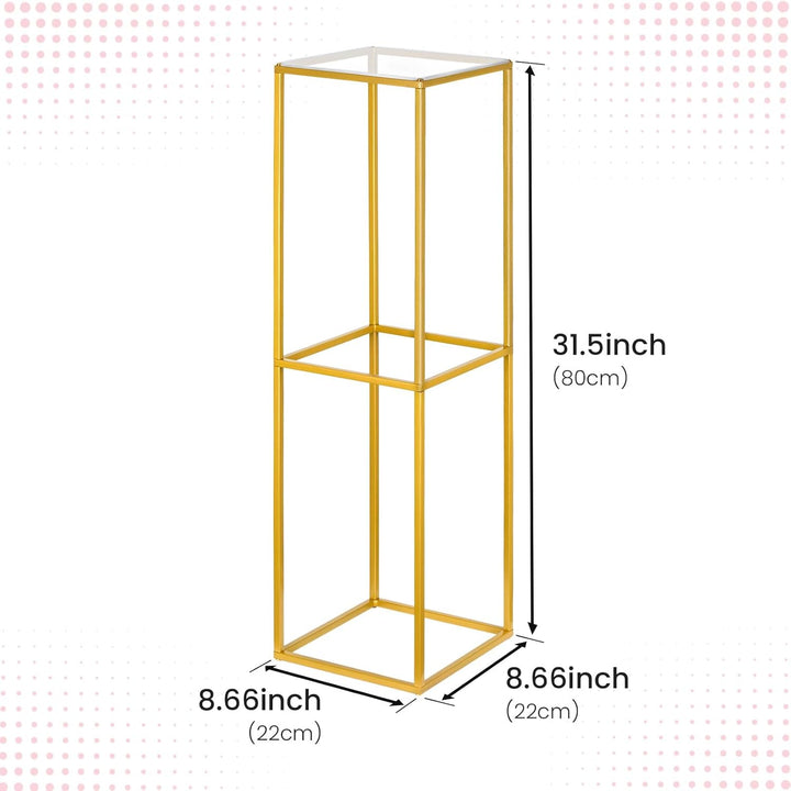YALLOVE 2 Stück 80cm Metall Blumenständer Gold Mittelstücke Vasen Stand mit Klaren Acrylplatten, Geo