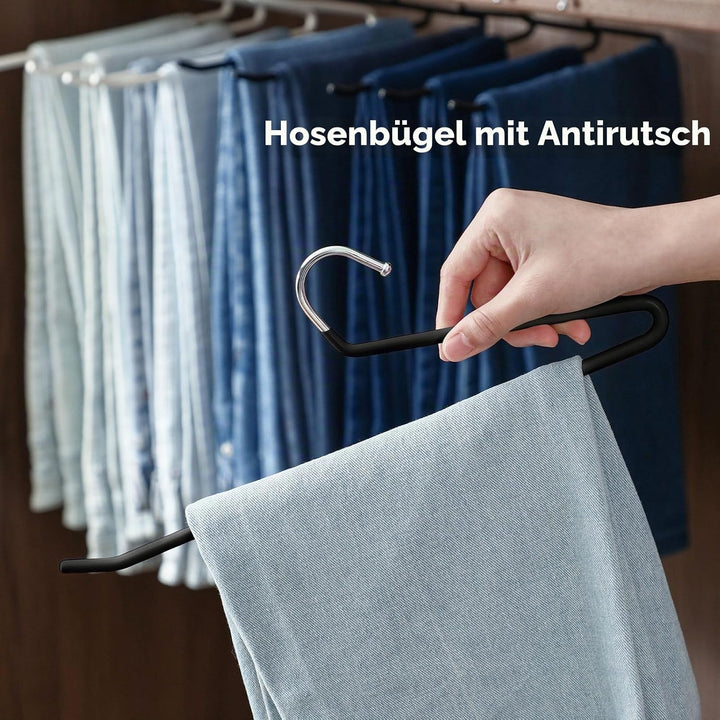 SHIMOYAMA Hosenbügel, Metall, rutschfest, Einzelstange, offenes Ende, Kleiderbügel für Jeans, Hosen,
