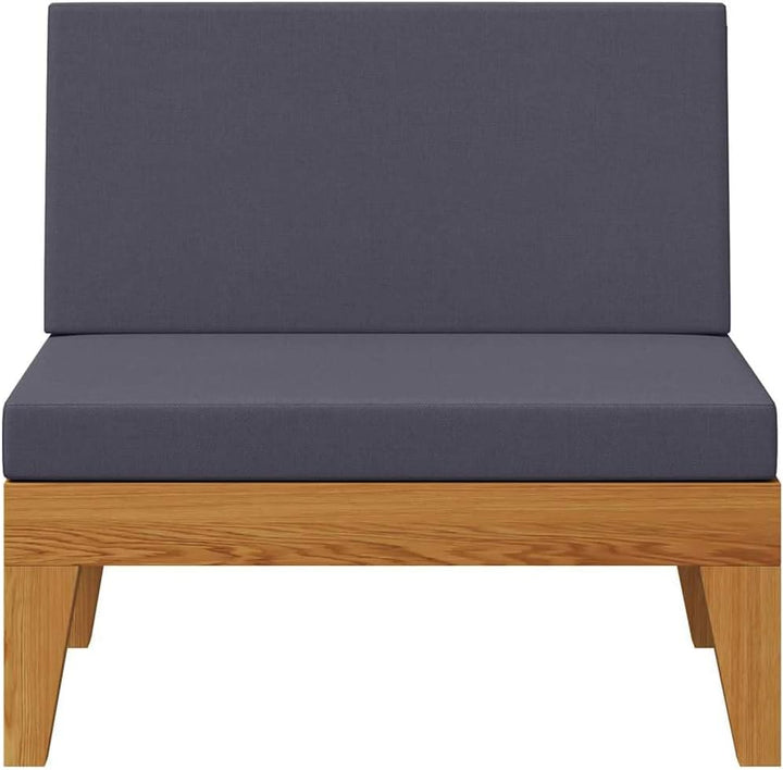 vidaXL Akazienholz Massiv Modular Mittelsofa mit Dunkelgrauen Kissen Gartensofa Sofa Lounge Gartenmö