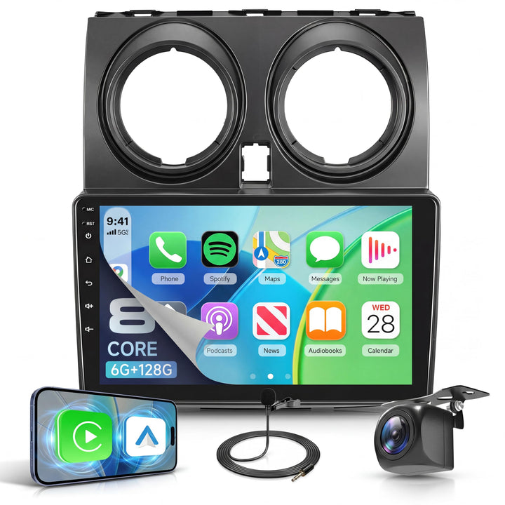 Rimoody 8 Kerne 6+128G Kabellos Carplay Android Autoradio für Nissan Qashqai J10 2006-2016 9 Zoll To