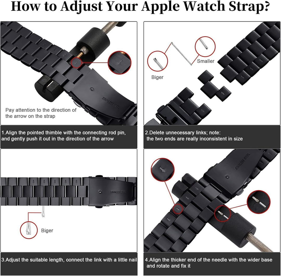 QAZNZ Metall Armband Kompatibel mit Apple Watch Armband 45mm 44mm 49mm 42mm, Edelstahl Metall Ersatz