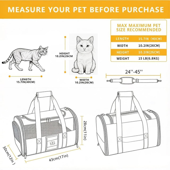 Transporttasche für kleine und mittelgrosse Katzen unter 6,8 kg, zusammenklappbar, weiche Seiten, fü
