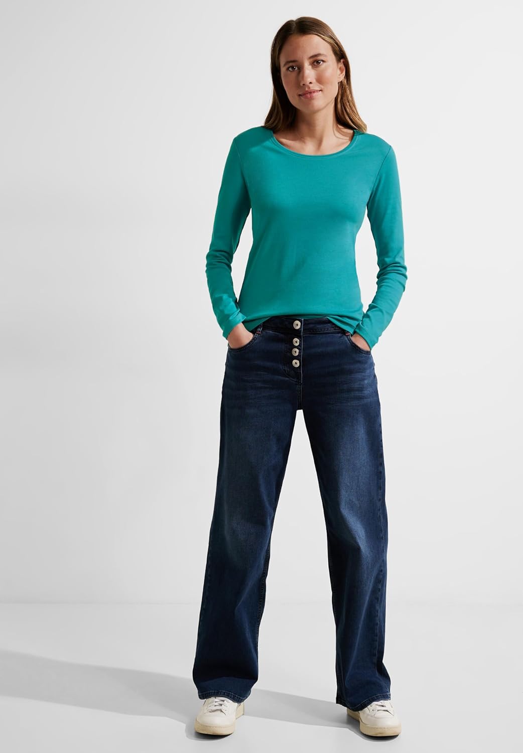 Cecil Damen Style Pia Langarmshirt S Frosted Aqua Blue, S Frosted Aqua Blue