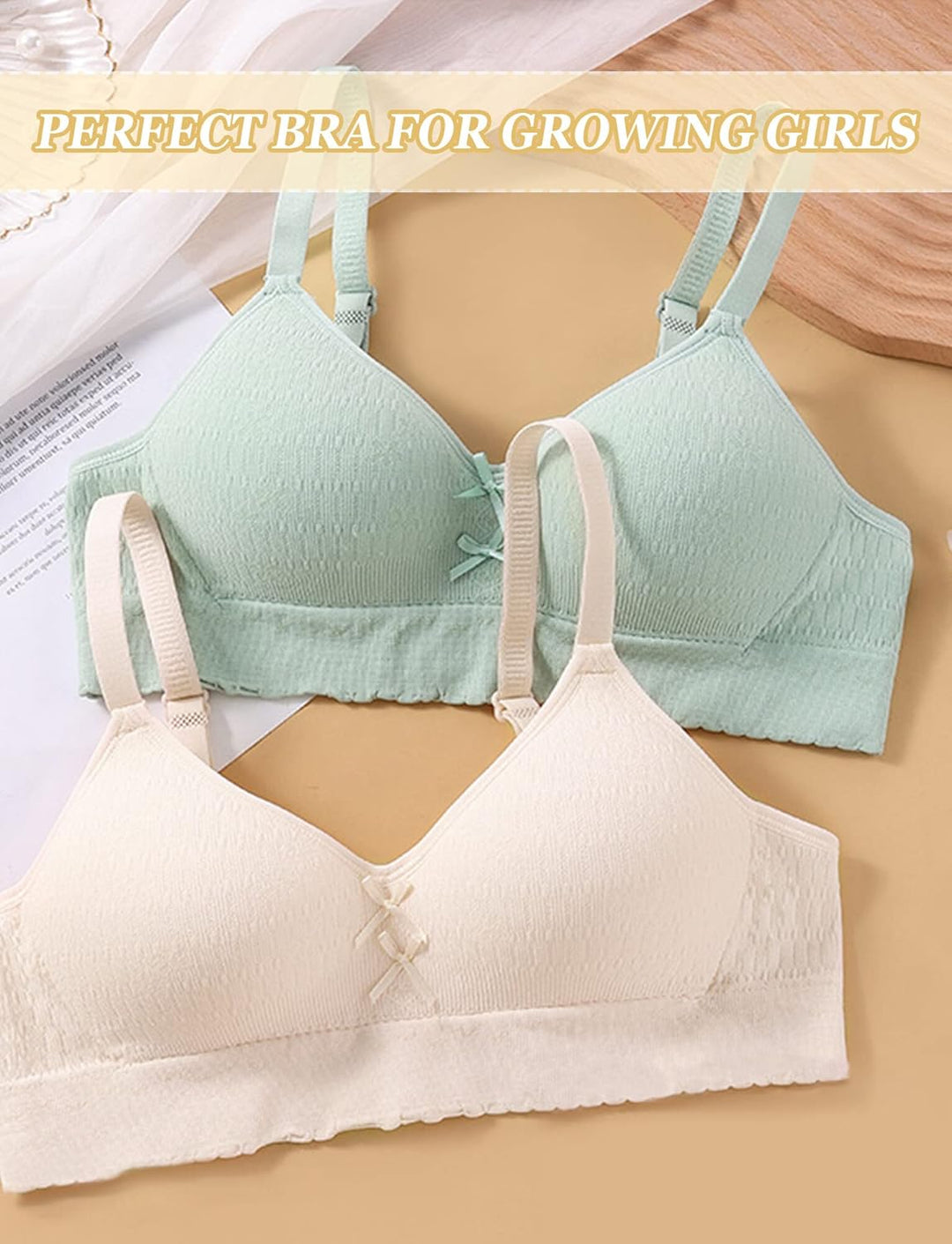 Adigau Mädchen BH 3er-Pack Ohne Bügel Trainings Bra Trägertop Teenager Bra Sport-BH mit Verstellbare