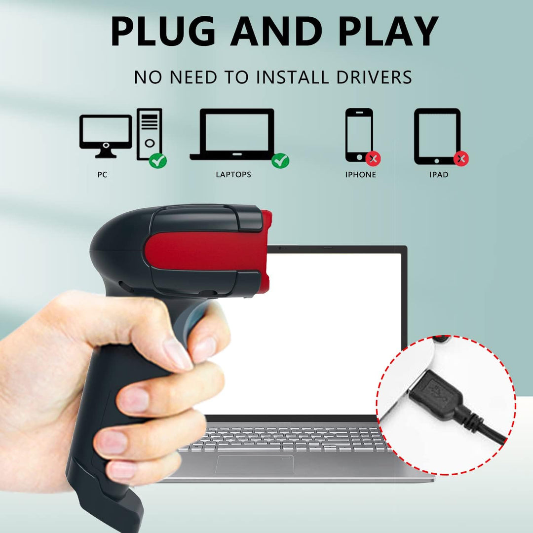 LENVII Kabelgebundener 2D Barcode Scanner-Handheld 1D QR Barcode Scanner USB Barcode Lesegerät Unter