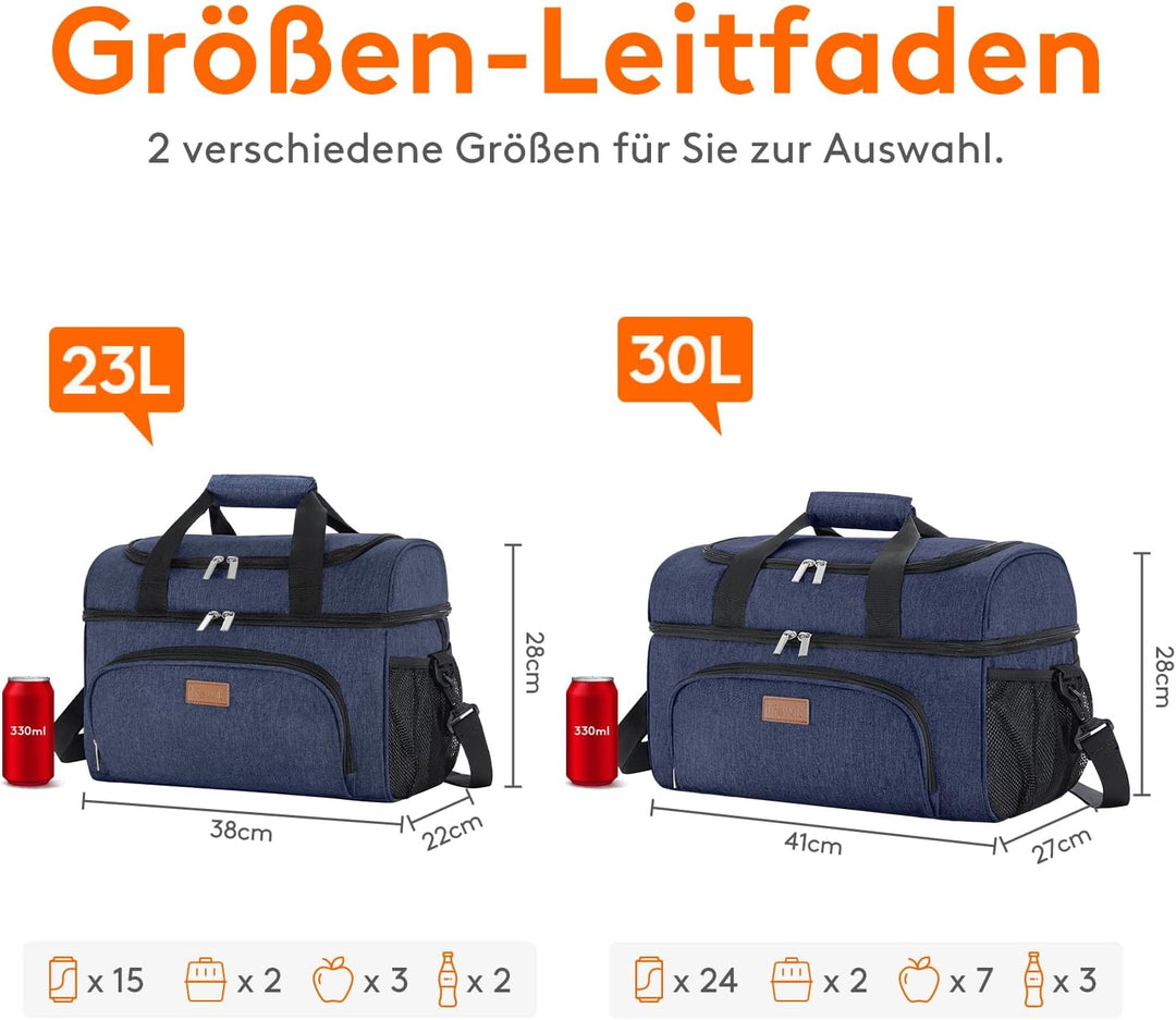 Lifewit grosse Kühltasche für 32 Dosen, isolierte Lunch-Tasche, leichte, tragbare Kühltasche, doppel