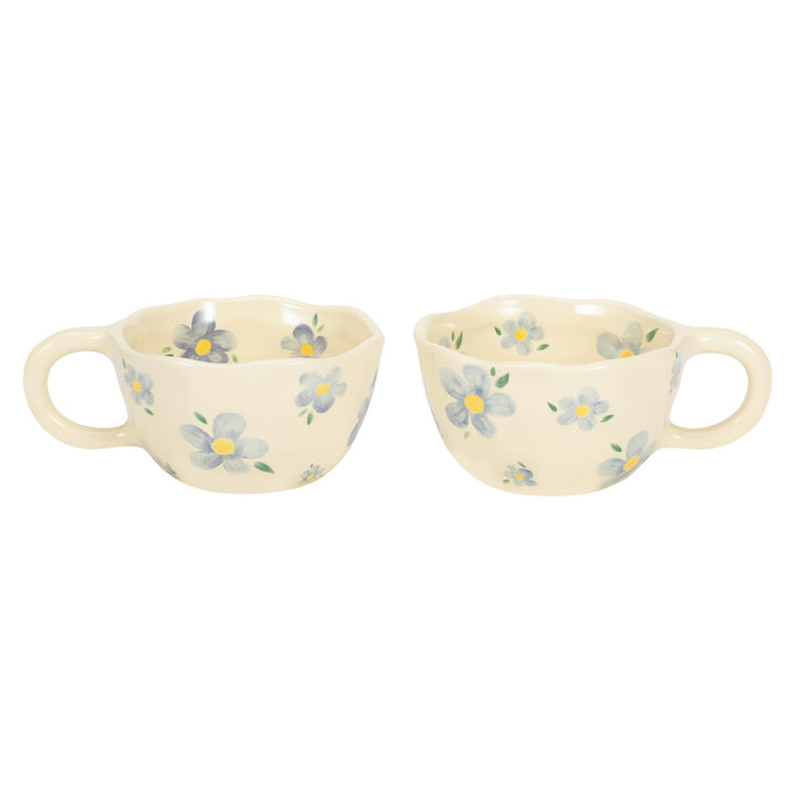 Koythin 2 Stück Kaffeebecher Porzellan, Kreative und Niedliche Blume Kaffeetasse für Büro und Zuhaus