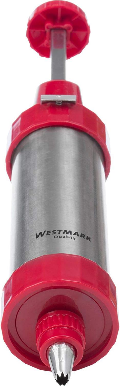Westmark Gebäckpresse/Garnierspritze, mit 8 Formscheiben und 8 Formtüllen, Füllmenge: 250 ml, Rostfr