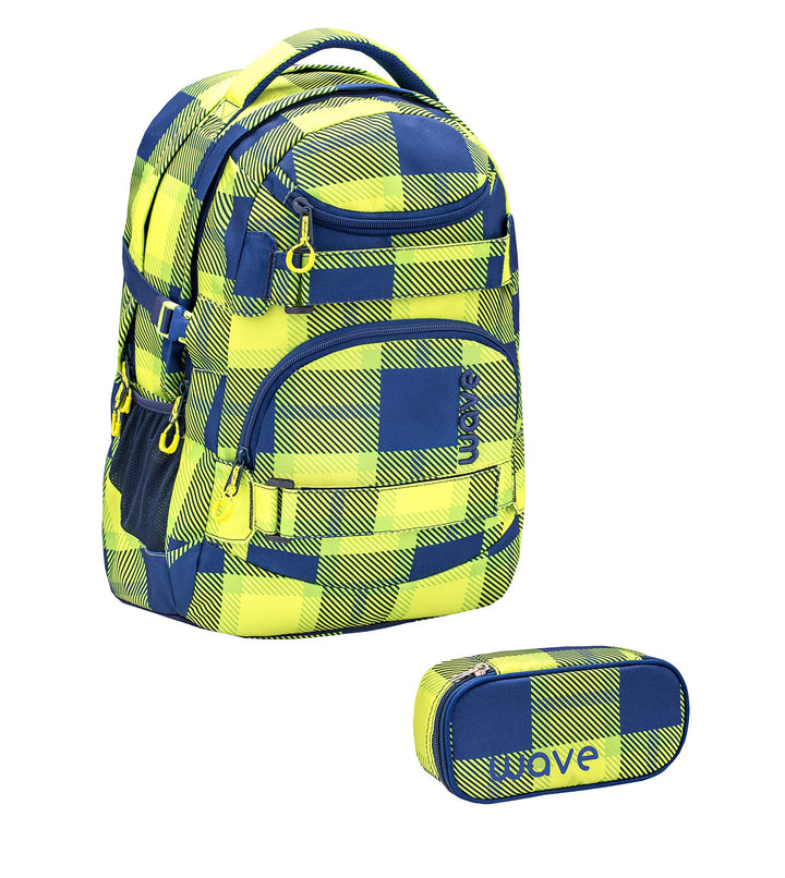 Wave Infinity Grün Schulrucksack Set 2 - teilig mit Laptopfach Tabletfach / 43 x 31 x 22 cm / 30 Lit