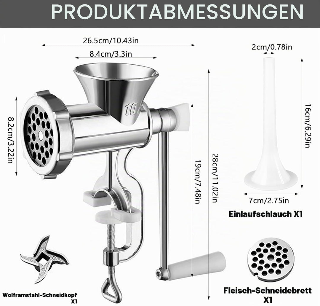 Manueller Fleischwolf aus Aluminiumlegierung mit Handkurbel，mit Tischklemme aus Stahl,Fleischmaschin
