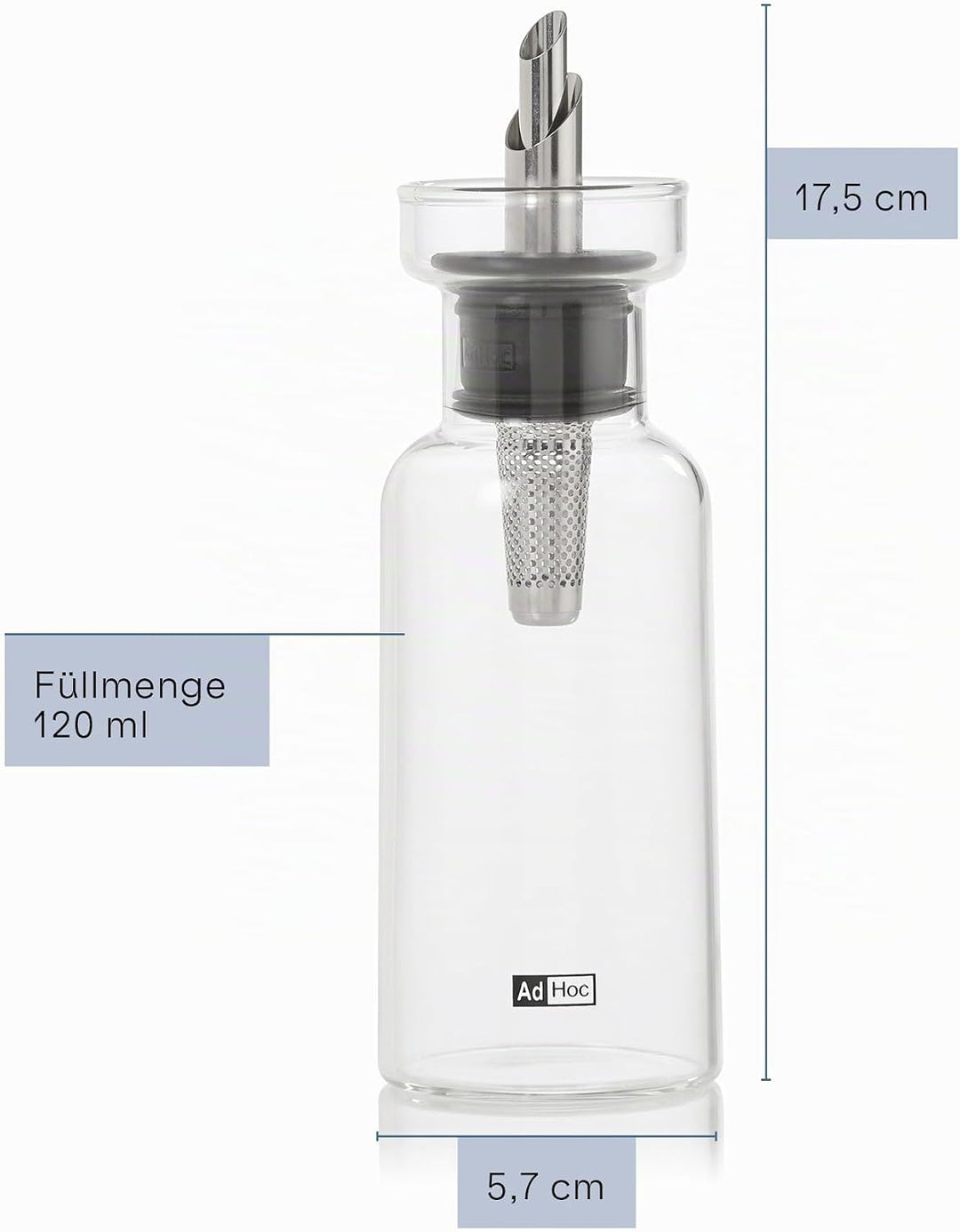 AdHoc BZ79 Ölspender oder Essigspender AromaPour aus Borosilikatglas | elegante Olivenölflasche mit