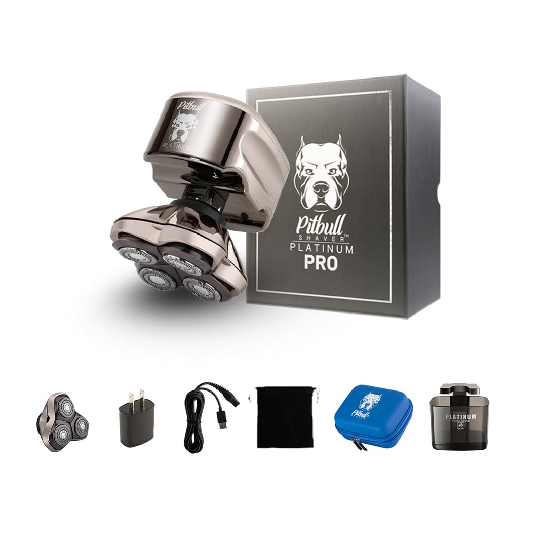 Skull Shaver Pitbull Platinum PRO Gesichts- und Kopfrasierer mit Bonus-CR-3-Klinge