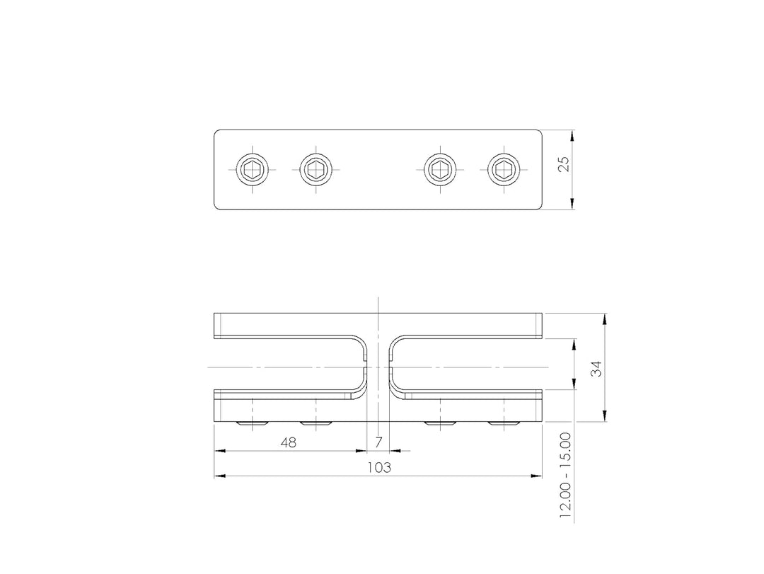 Glasklemme Edelstahl V4A geschliffen für 12-15mm Glas - Glashalter Glasgeländer Balkon