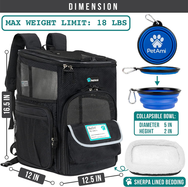 PetAmi Hunderucksack, von Fluggesellschaften zugelassene Rucksäcke für kleine & grosse Katzen, Haust