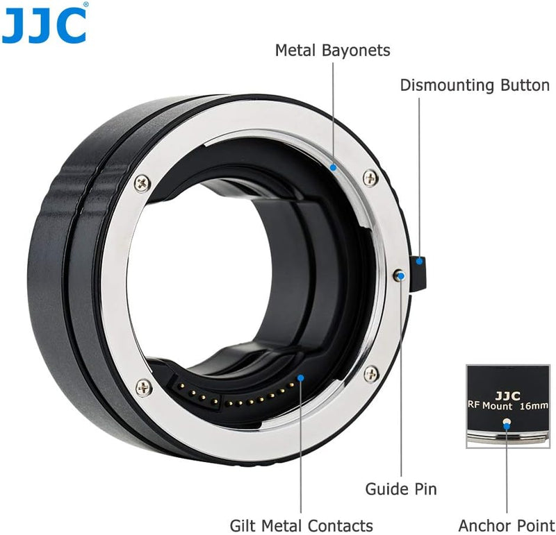 JJC Automatik Makro Zwischenringe (AF) für Makrofotographie 11mm/16mm Set für Canon RF-Bajonett Kame