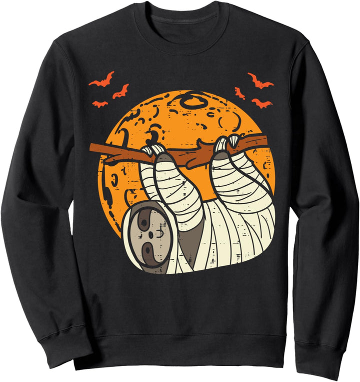 Mummy Faultier Mond Fledermäuse niedliches Halloween Tier Herren Damen Kinder Sweatshirt